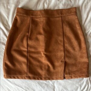 Brown Mini Pencil Skirt with Slit for Casual Wear